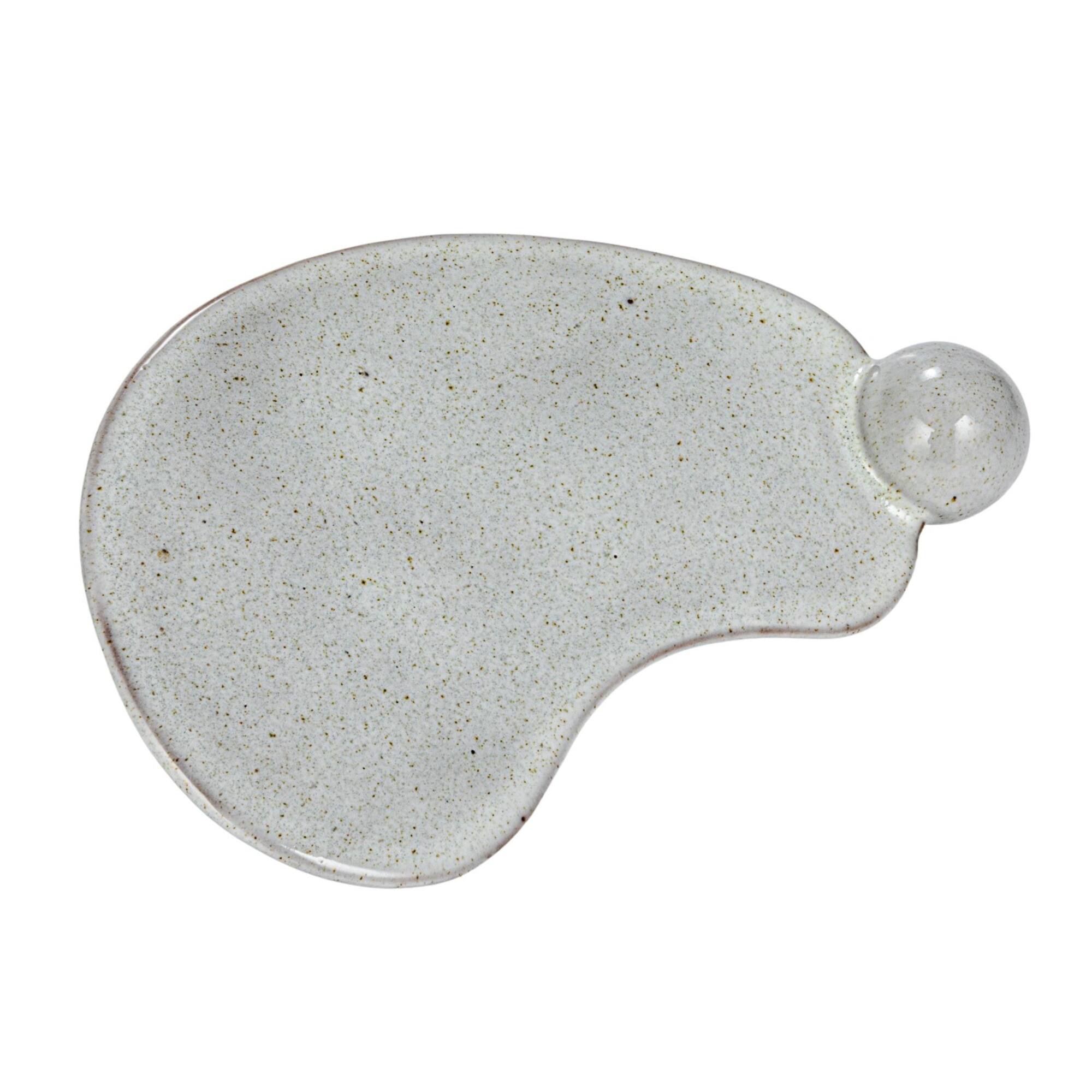 Hello Honey® 10.25" Cream Reactive Glaze Stoneware Tray with Ball